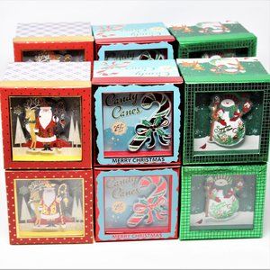- 12pk lindy bowman 4.5" square holiday chrismas shadow gift box